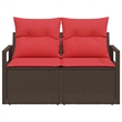 Afuera Living Brown Poly Rattan Garden Sofa With Cushions in Red