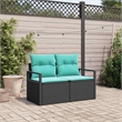 Afuera Living Black Poly Rattan Garden Sofa With Cushions in Turquoise