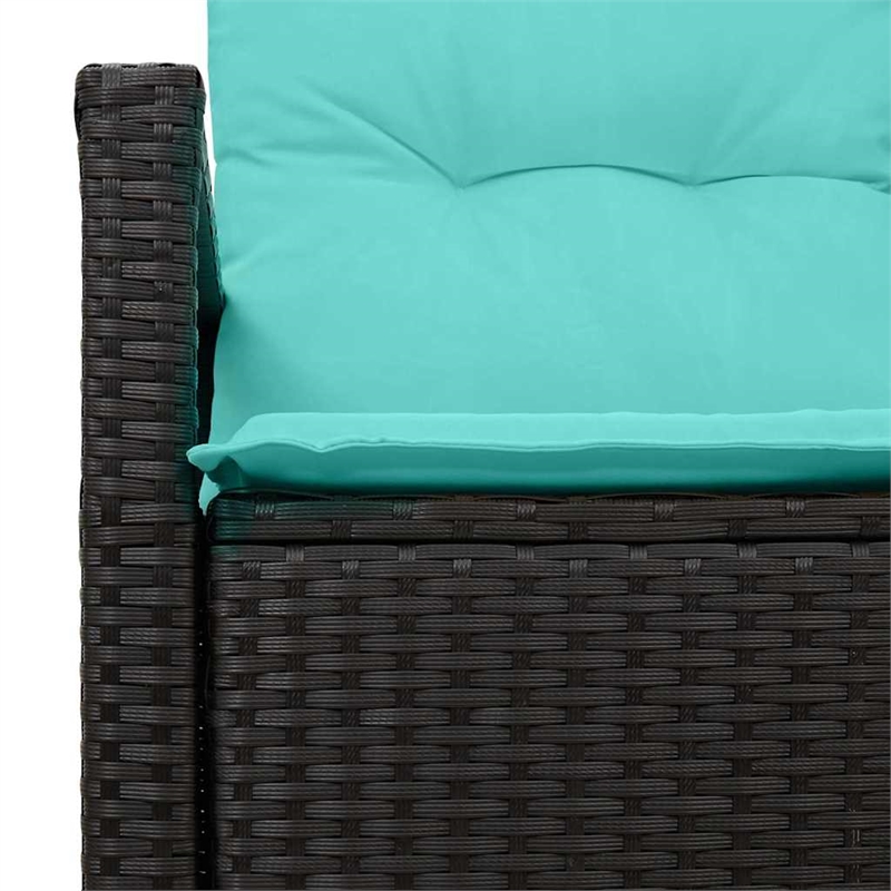 Afuera Living Black Poly Rattan Garden Sofa With Cushions in Turquoise