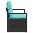 Afuera Living Black Poly Rattan Garden Sofa With Cushions in Turquoise