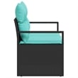 Afuera Living Black Poly Rattan Garden Sofa With Cushions in Turquoise