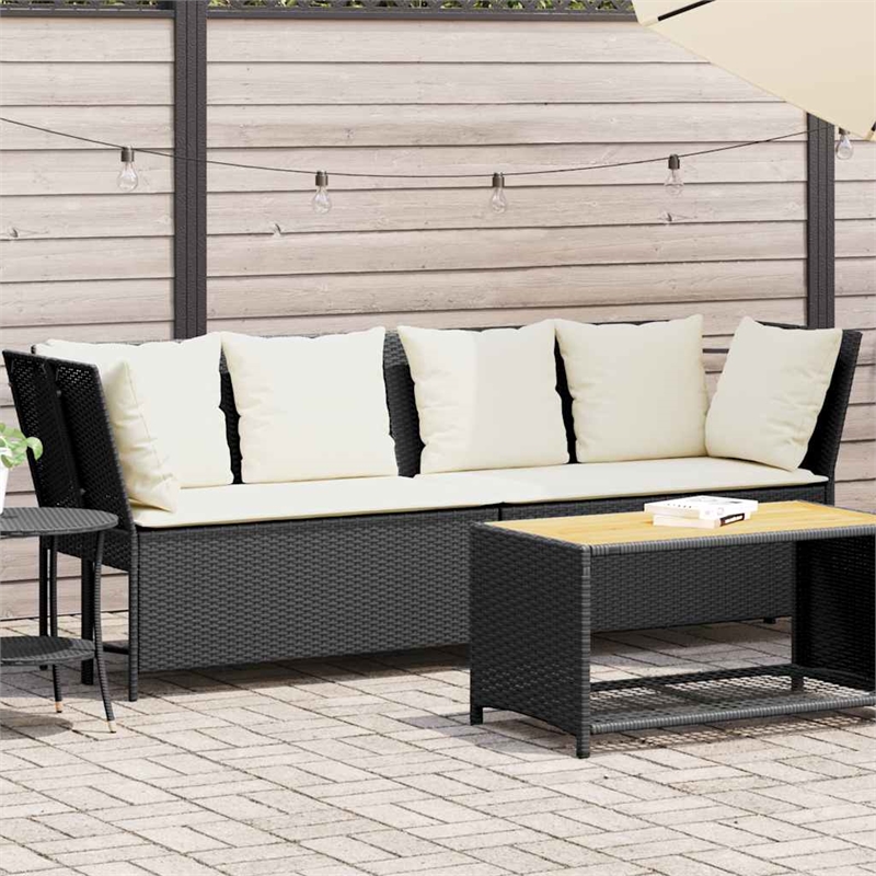 Afuera Living Contemporary Large Modular PE Rattan Garden Sofa in Black