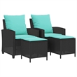 Afuera Living 4 Pc Patio Sofa Set With Cushions in Turquoise & Black Poly Rattan