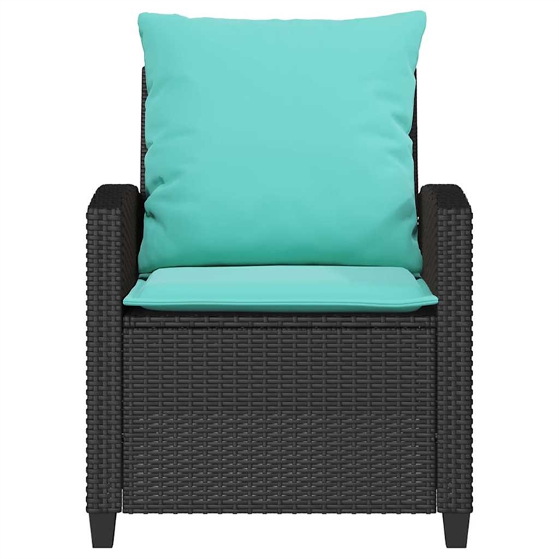 Afuera Living 4 Pc Patio Sofa Set With Cushions in Turquoise & Black Poly Rattan