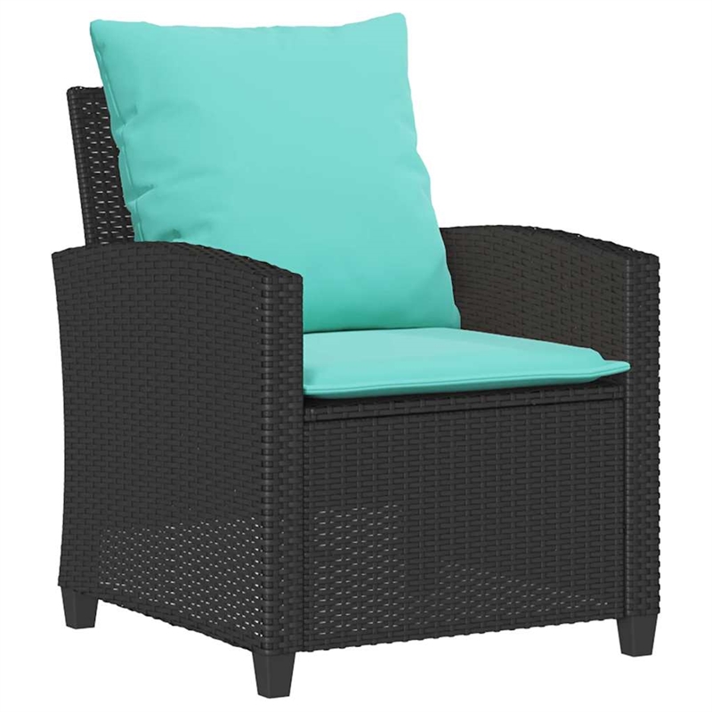 Afuera Living 4 Pc Patio Sofa Set With Cushions in Turquoise & Black Poly Rattan
