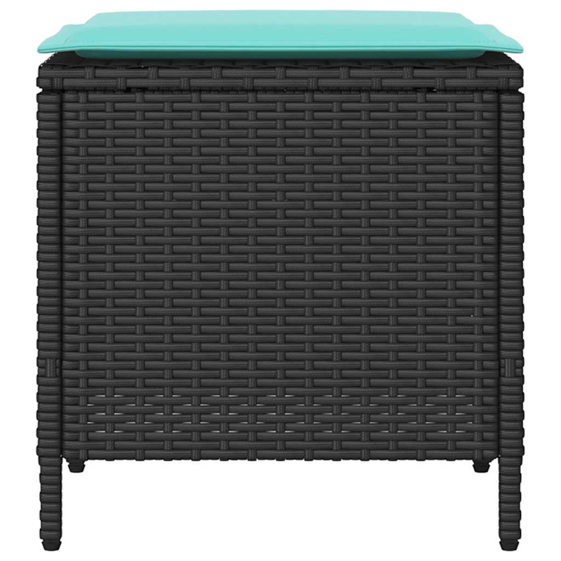Afuera Living 4 Pc Patio Sofa Set With Cushions in Turquoise & Black Poly Rattan