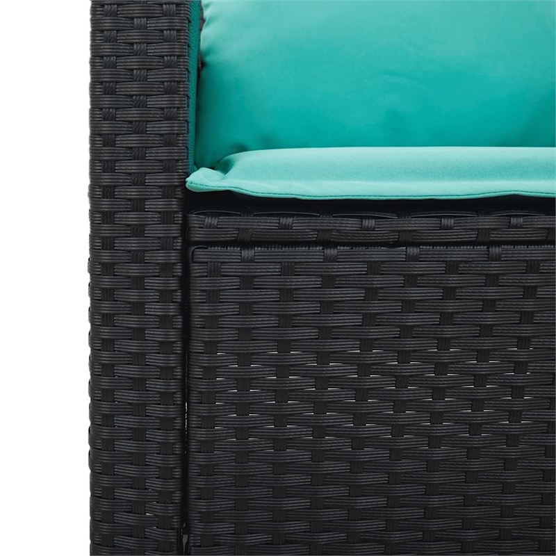 Afuera Living 4 Pc Patio Sofa Set With Cushions in Turquoise & Black Poly Rattan