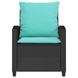 Afuera Living 4 Pc Patio Sofa Set With Cushions in Turquoise & Black Poly Rattan