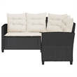 Afuera Living Medium PE Rattan Garden Sofa With Removable Covers in Black