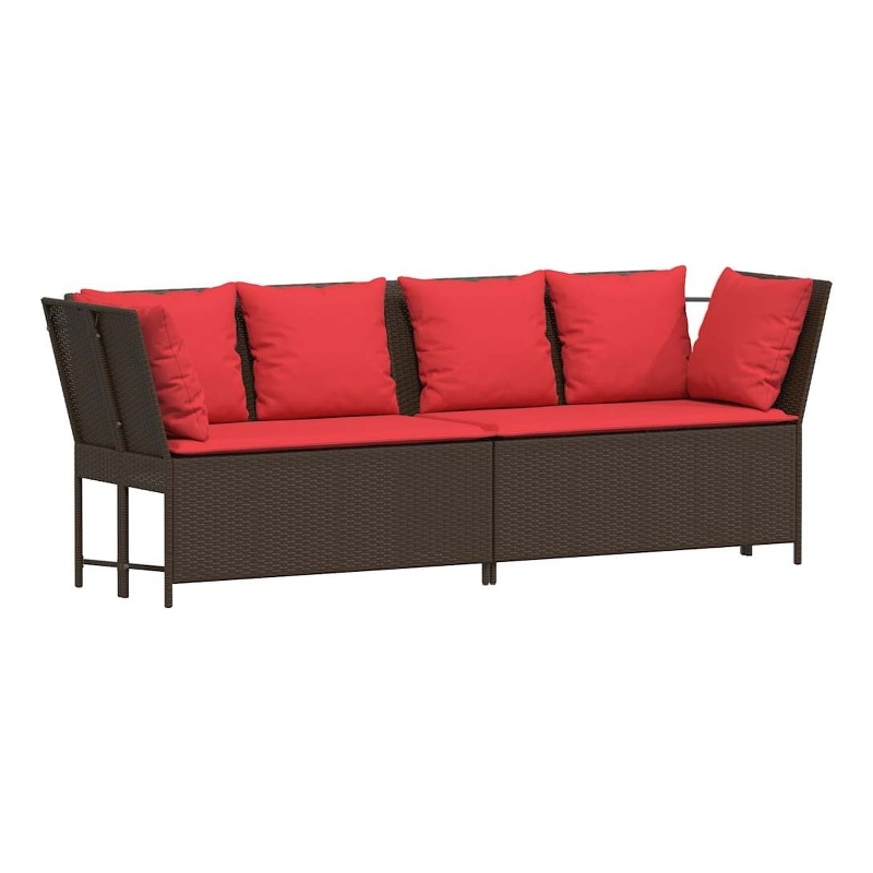 Afuera Living Contemporary Rattan Patio Sofa in Brown And Red