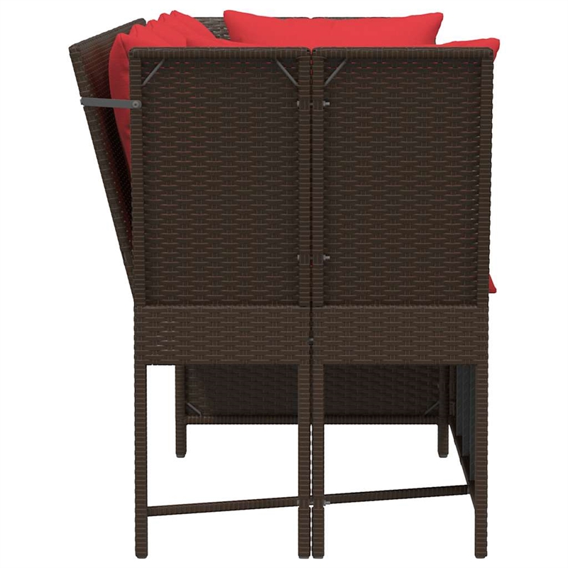 Afuera Living Contemporary Rattan Patio Sofa in Brown And Red