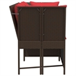 Afuera Living Contemporary Rattan Patio Sofa in Brown And Red