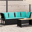 Afuera Living Patio Sofa With Cushions in Turquoise And Black Poly Rattan