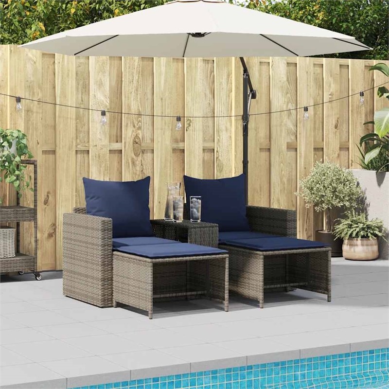 Afuera Living 5 Pc Stackable Patio Sofa Set with Cushions - Navy Blue/Gray