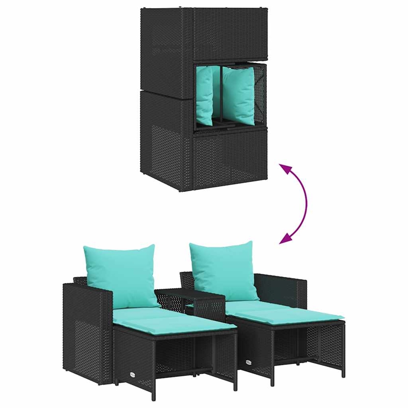 Afuera Living 5 Pc Stackable Patio Sofa Set with Cushions - Turquoise/Black