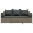 Afuera Living 3-Seater PE Rattan Garden Sofa With Removable Covers in Gray