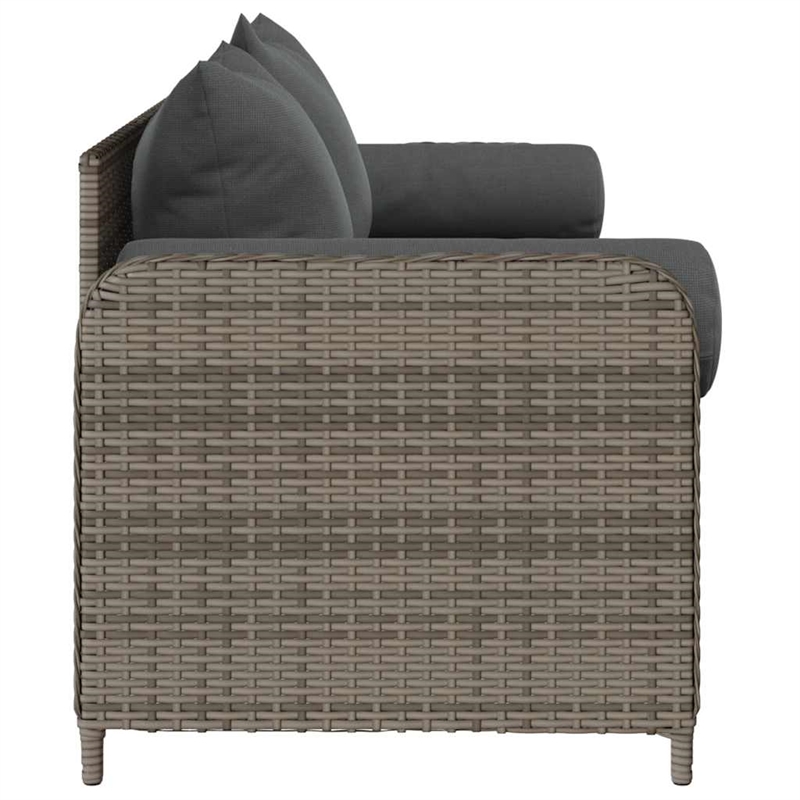 Afuera Living 3-Seater PE Rattan Garden Sofa With Removable Covers in Gray