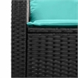 Afuera Living Table & 3-Seater Patio Sofa With Cushions - Turquoise/Black Rattan