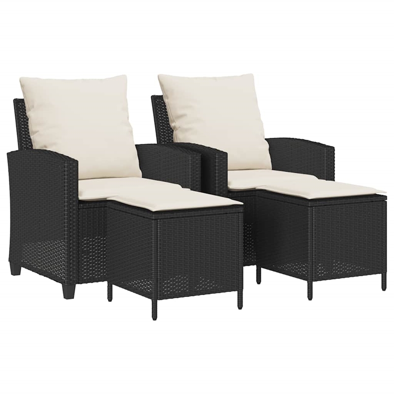 Afuera Living Medium PE Rattan Garden Sofa Set With Adjustable Feet in Black