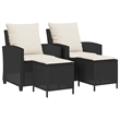 Afuera Living Medium PE Rattan Garden Sofa Set With Adjustable Feet in Black