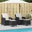 Afuera Living Medium PE Rattan Garden Sofa Set With Adjustable Feet in Black