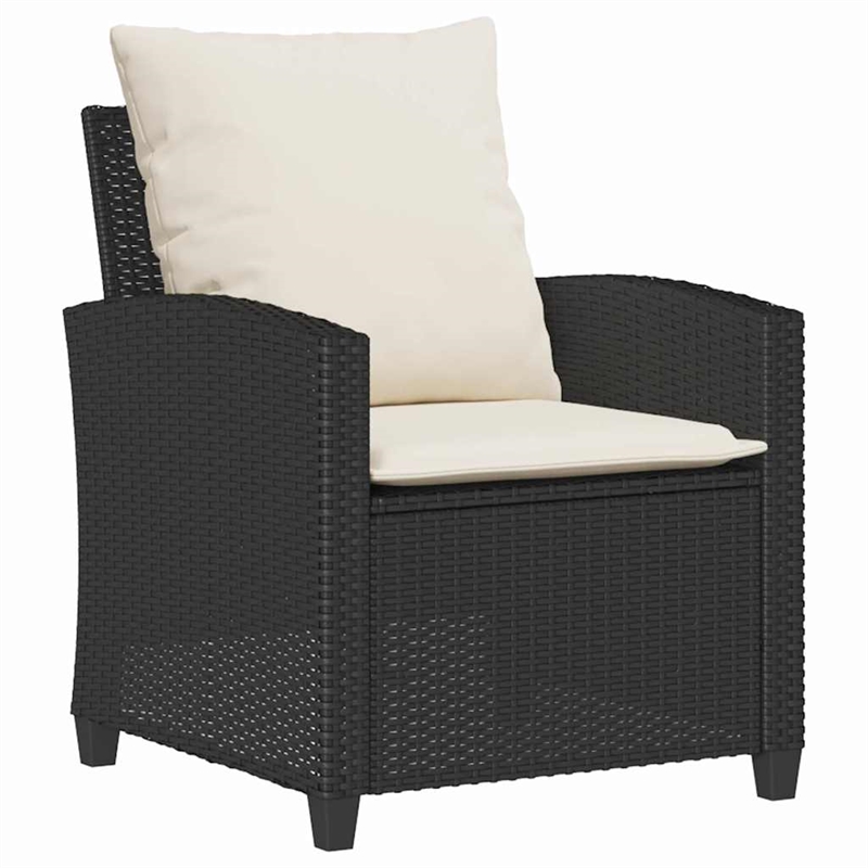 Afuera Living Medium PE Rattan Garden Sofa Set With Adjustable Feet in Black