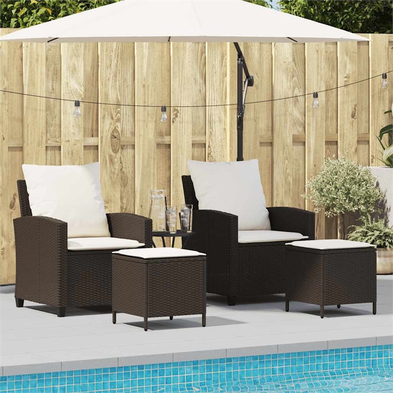 Afuera Living Medium PE Rattan Garden Sofa Set With Removable Covers in Brown