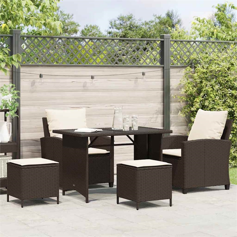 Afuera Living Medium PE Rattan Garden Sofa Set With Removable Covers in Brown