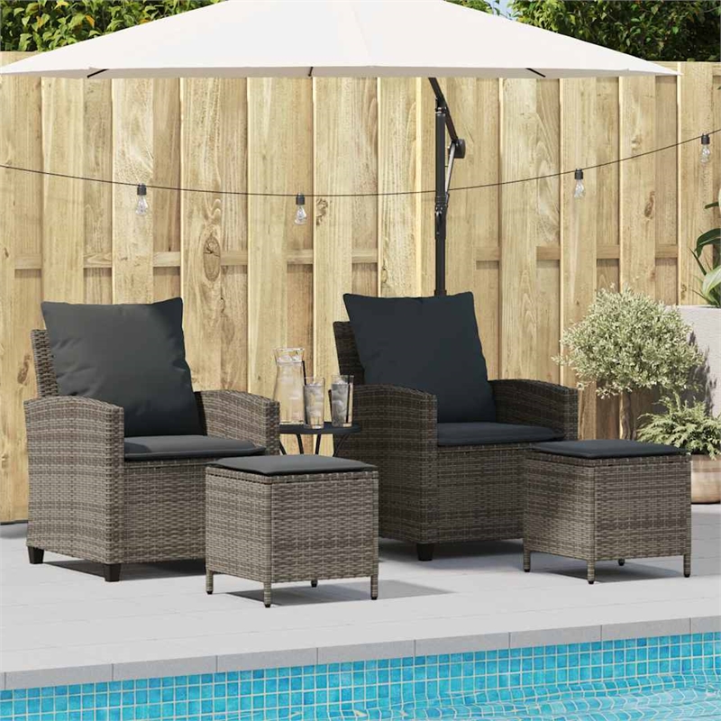 Afuera Living Large PE Rattan Garden Sofa Set With Removable Covers in Gray