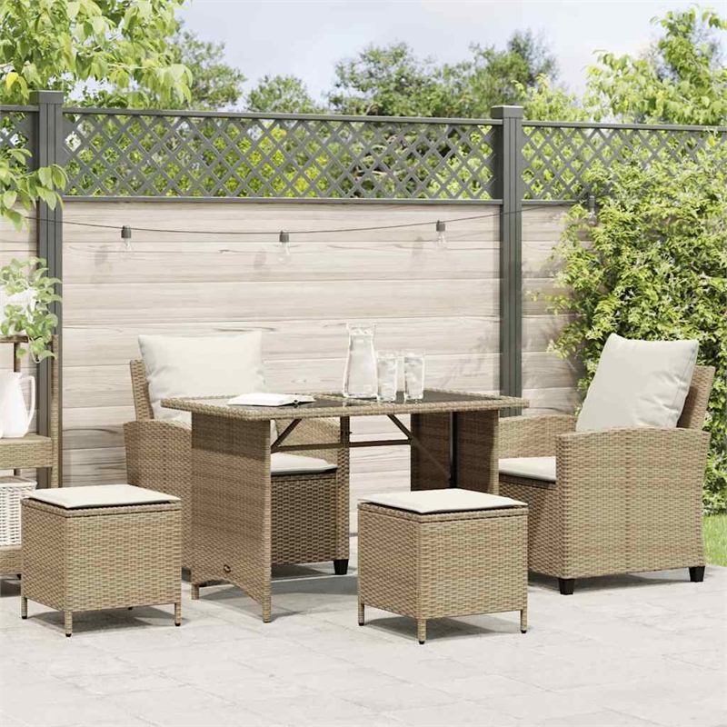 Afuera Living Standard PE Rattan & Powder-Coated Steel Garden Sofa Set in Beige