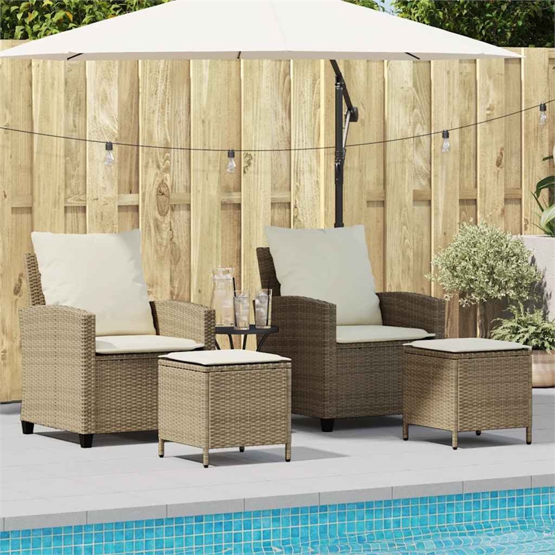Afuera Living Standard PE Rattan & Powder-Coated Steel Garden Sofa Set in Beige