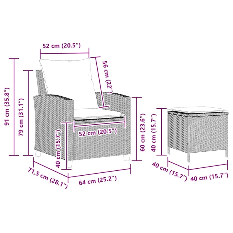 Afuera Living Medium Rattan & Powder-Coated Steel Garden Sofa Set in Light Gray