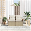Afuera Living Beige Poly Rattan Garden Sofa With Cushions in Cream
