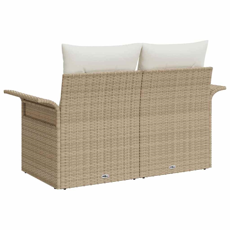 Afuera Living Beige Poly Rattan Garden Sofa With Cushions in Cream