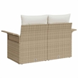 Afuera Living Beige Poly Rattan Garden Sofa With Cushions in Cream