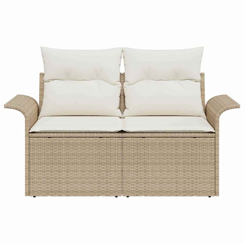 Afuera Living Beige Poly Rattan Garden Sofa With Cushions in Cream