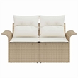Afuera Living Beige Poly Rattan Garden Sofa With Cushions in Cream