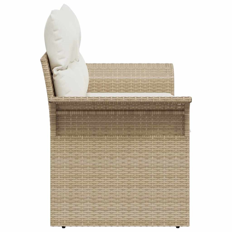Afuera Living Beige Poly Rattan Garden Sofa With Cushions in Cream
