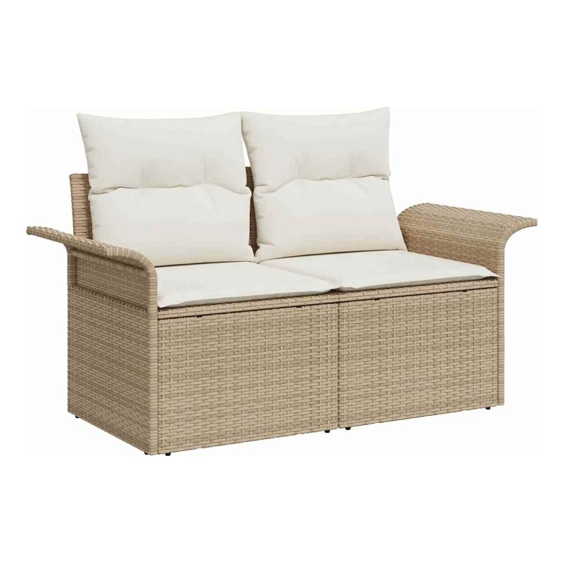Afuera Living Beige Poly Rattan Garden Sofa With Cushions in Cream