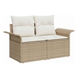 Afuera Living Beige Poly Rattan Garden Sofa With Cushions in Cream