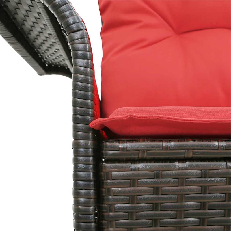 Afuera Living Brown Poly Rattan Garden Sofa With Cushions in Red