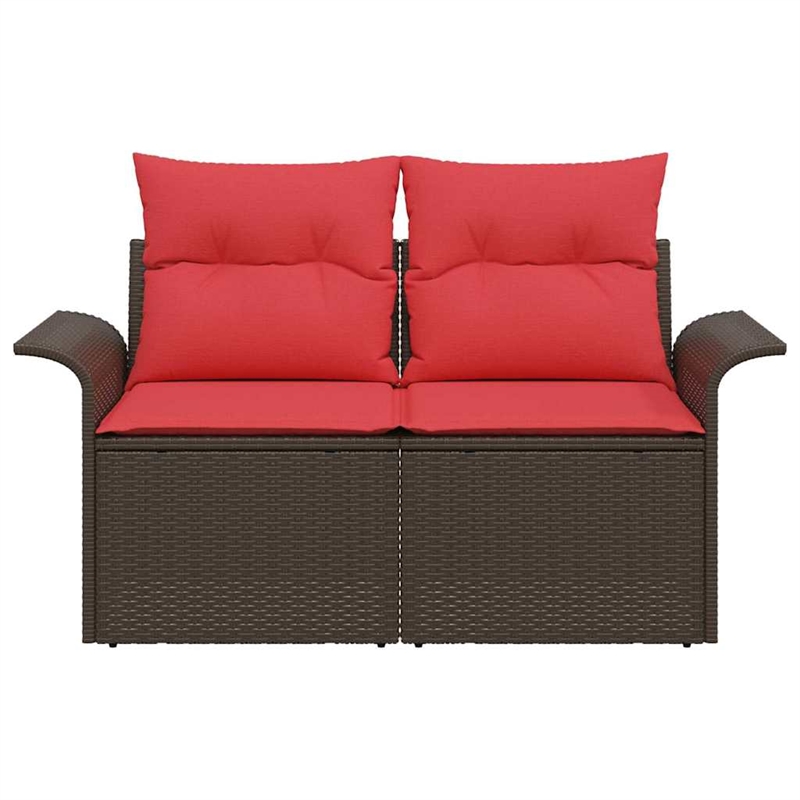 Afuera Living Brown Poly Rattan Garden Sofa With Cushions in Red