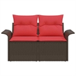 Afuera Living Brown Poly Rattan Garden Sofa With Cushions in Red