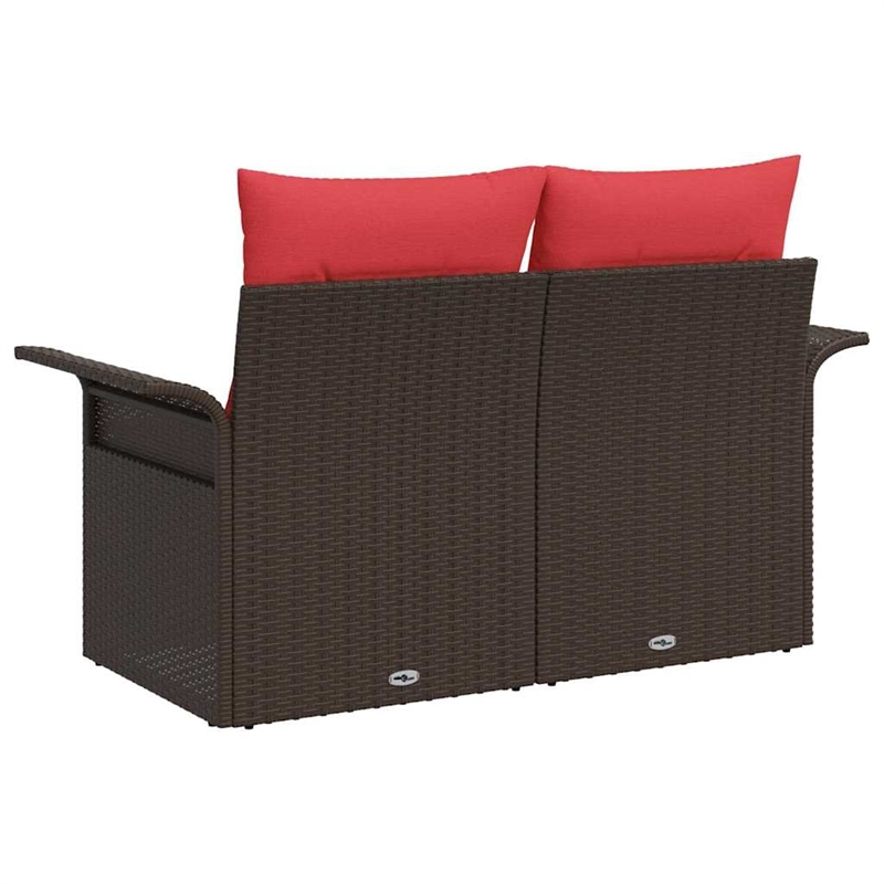 Afuera Living Brown Poly Rattan Garden Sofa With Cushions in Red