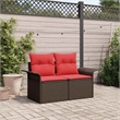 Afuera Living Brown Poly Rattan Garden Sofa With Cushions in Red