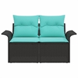 Afuera Living Black Poly Rattan Garden Sofa With Cushions in Turquoise