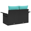 Afuera Living Black Poly Rattan Garden Sofa With Cushions in Turquoise