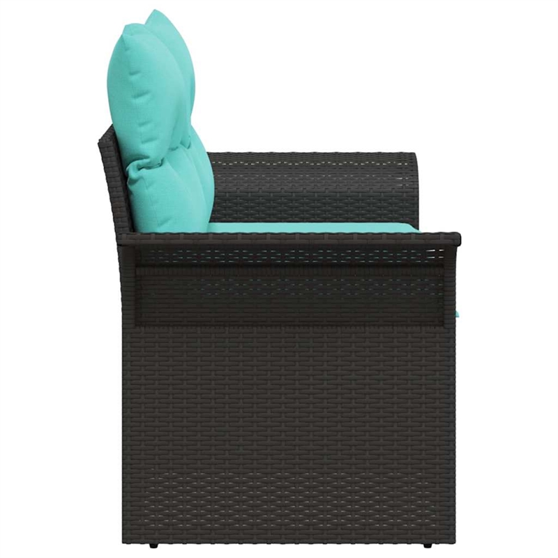 Afuera Living Black Poly Rattan Garden Sofa With Cushions in Turquoise