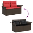 Afuera Living Brown Poly Rattan Garden Sofa With Cushions in Red