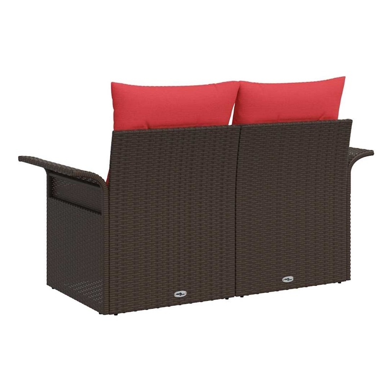 Afuera Living Brown Poly Rattan Garden Sofa With Cushions in Red